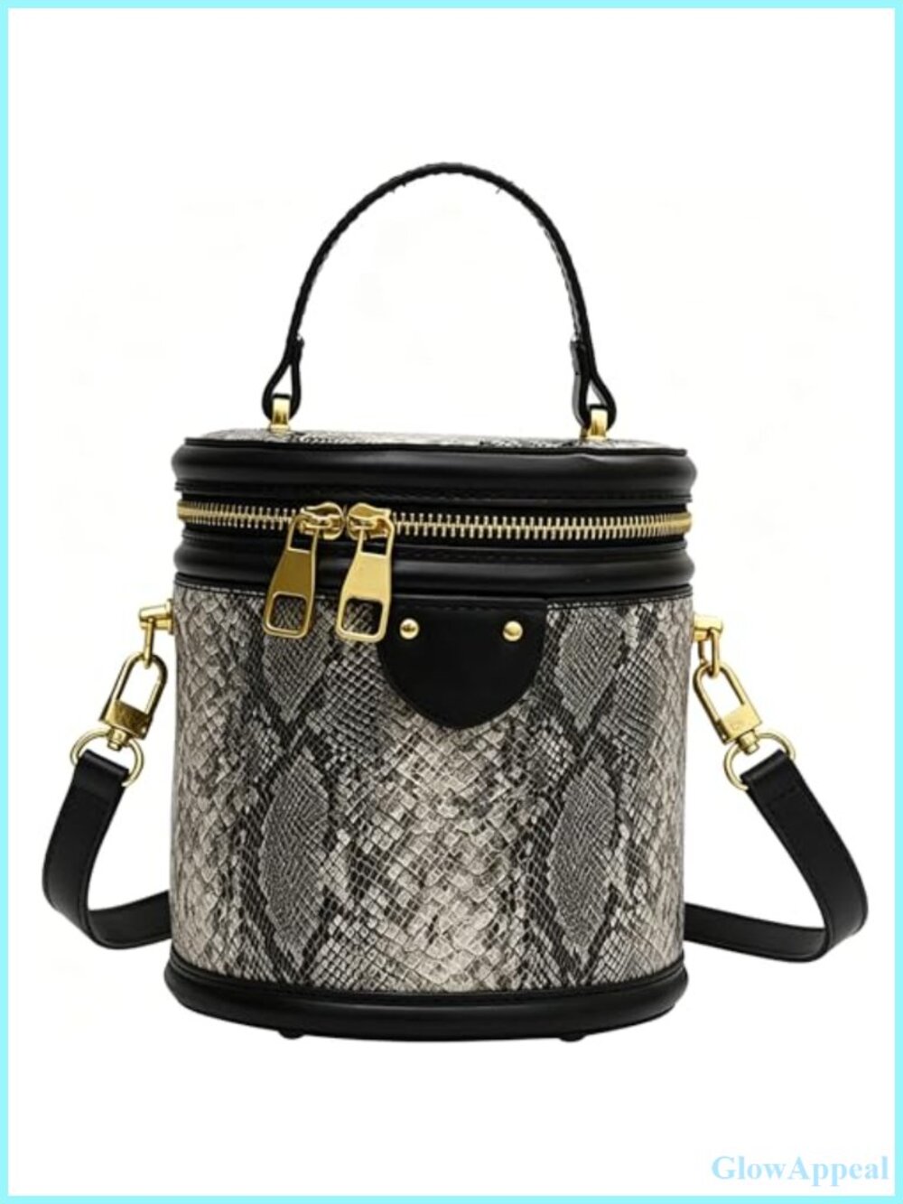 Faux Leather Cylinder Bucket Bag Retro Colorblock Crossbody